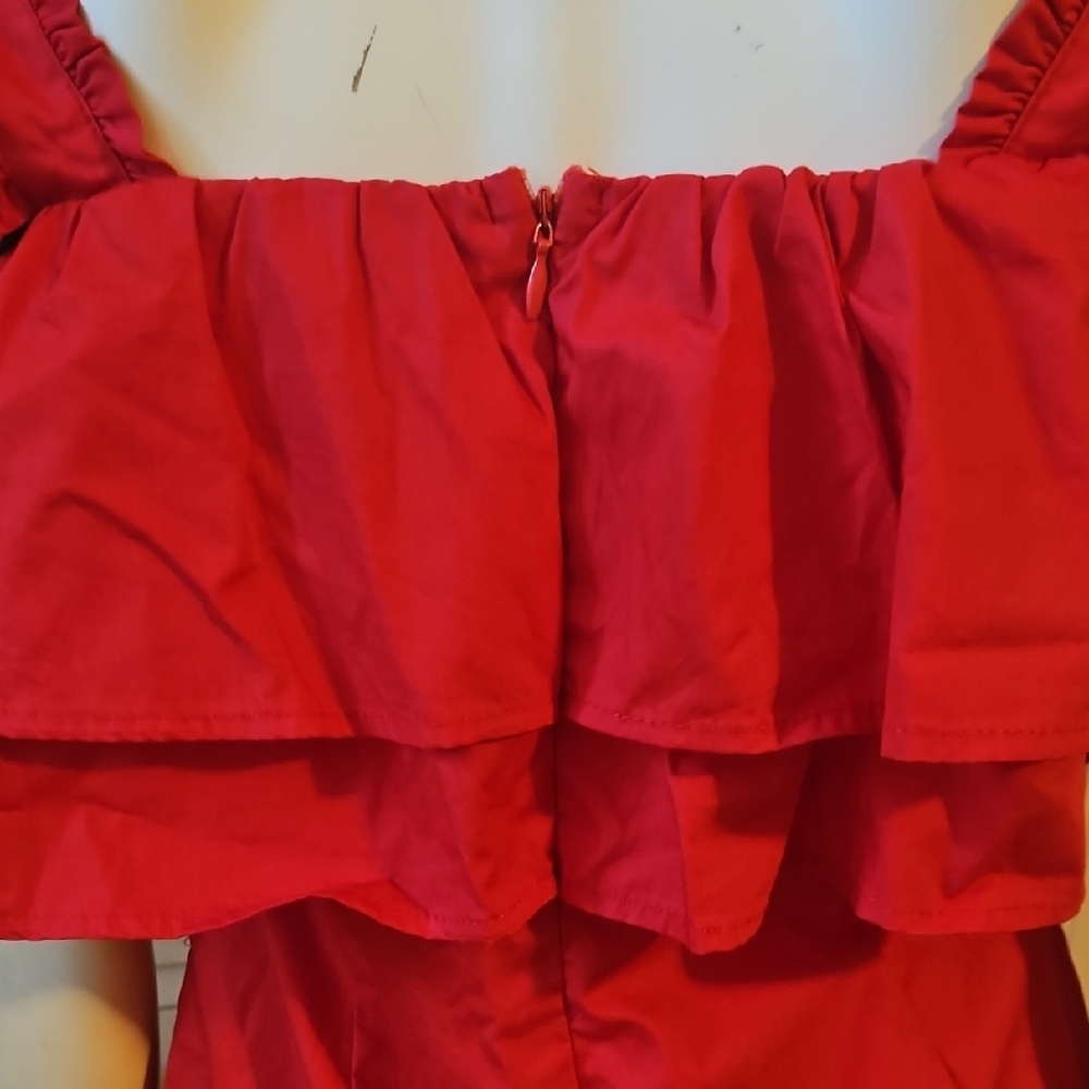 Red Ruffled Women's Jumpsuit - Picture 5 of 8